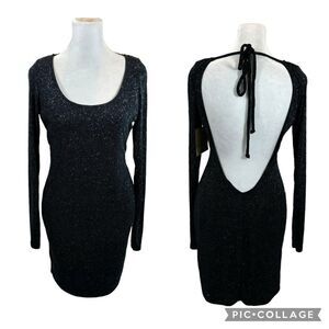 Brand new with Tags Arden B Brand Black Open Back Shimmery Mini Dress Size Small